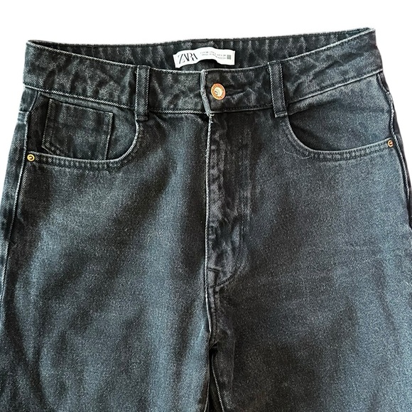 Zara High Waist Black Wide Leg Denim Jeans US6 EU38 - Picture 4 of 7